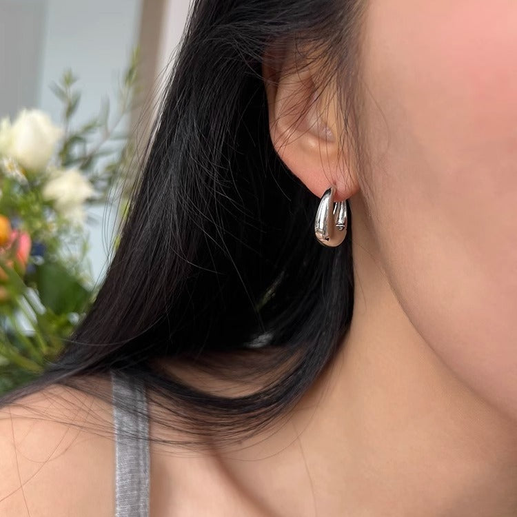 925 Sterling Silver Vintage Round Earrings For Women Trendy Metal Hoop Earring Jewelry Prevent Allergy Party Accessories Gifts