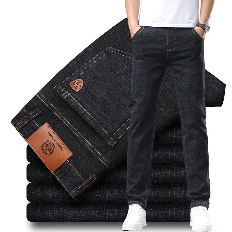 Fashion Men Jeans Stretch Straight Leg Casual Slim Fit Denim Pants Male Brand Luxury Design Business Classic Trousers Large Size