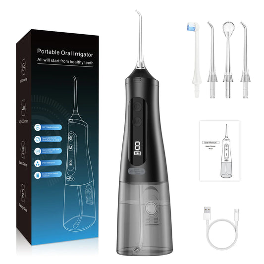 Electric Oral Irrigator Dental Water Flosser for Teeth Rechargeable 9 Modes Portable Dental Water Jet Floss Teeth Cleaner 4 Tip