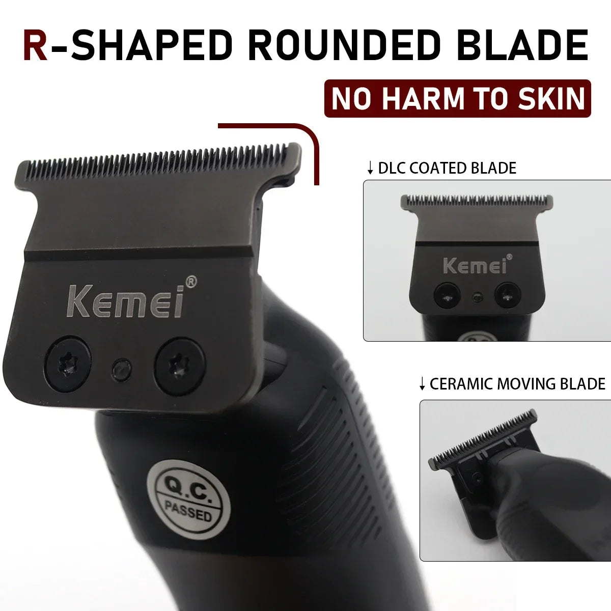 KEMEI Km-1550 Professional Hair Clipper for Men LED Display Low Noise Cordless USB Interface Hair Cutting Machine Hair Trimmer