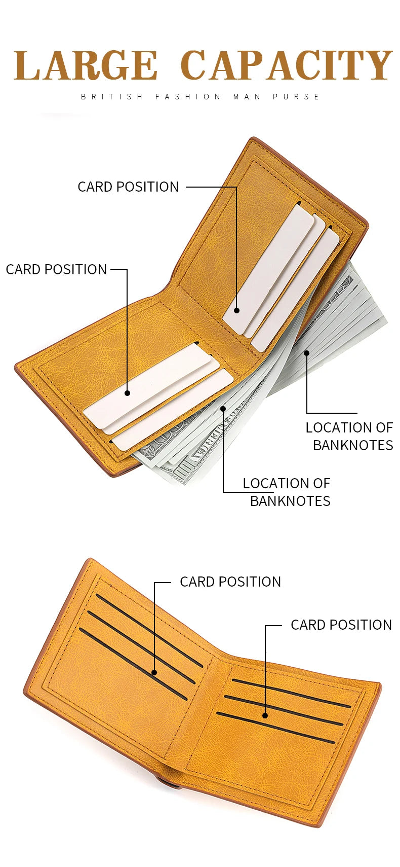 Men's Fashion Retro Business Short Wallet Multi Card Slot Horizontal Soft Pu Leather Men's Wallet