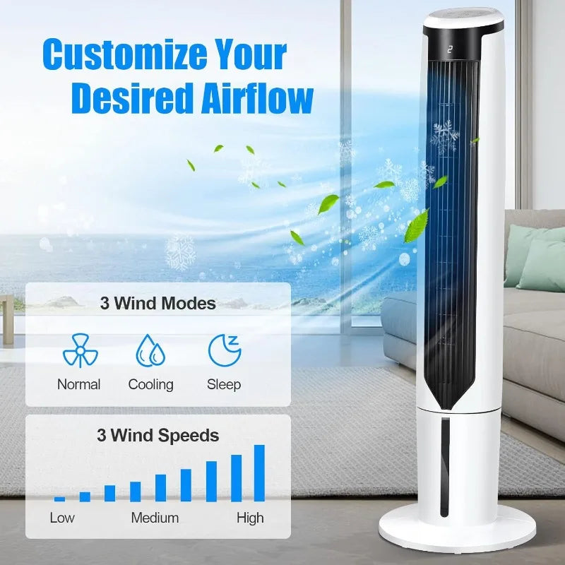 GOFLAME 41" Evaporative Air Cooler Portable, 3-IN-1 Oscillating Tower Fan with Remote Control, 3 Wind Speeds and 3 Modes