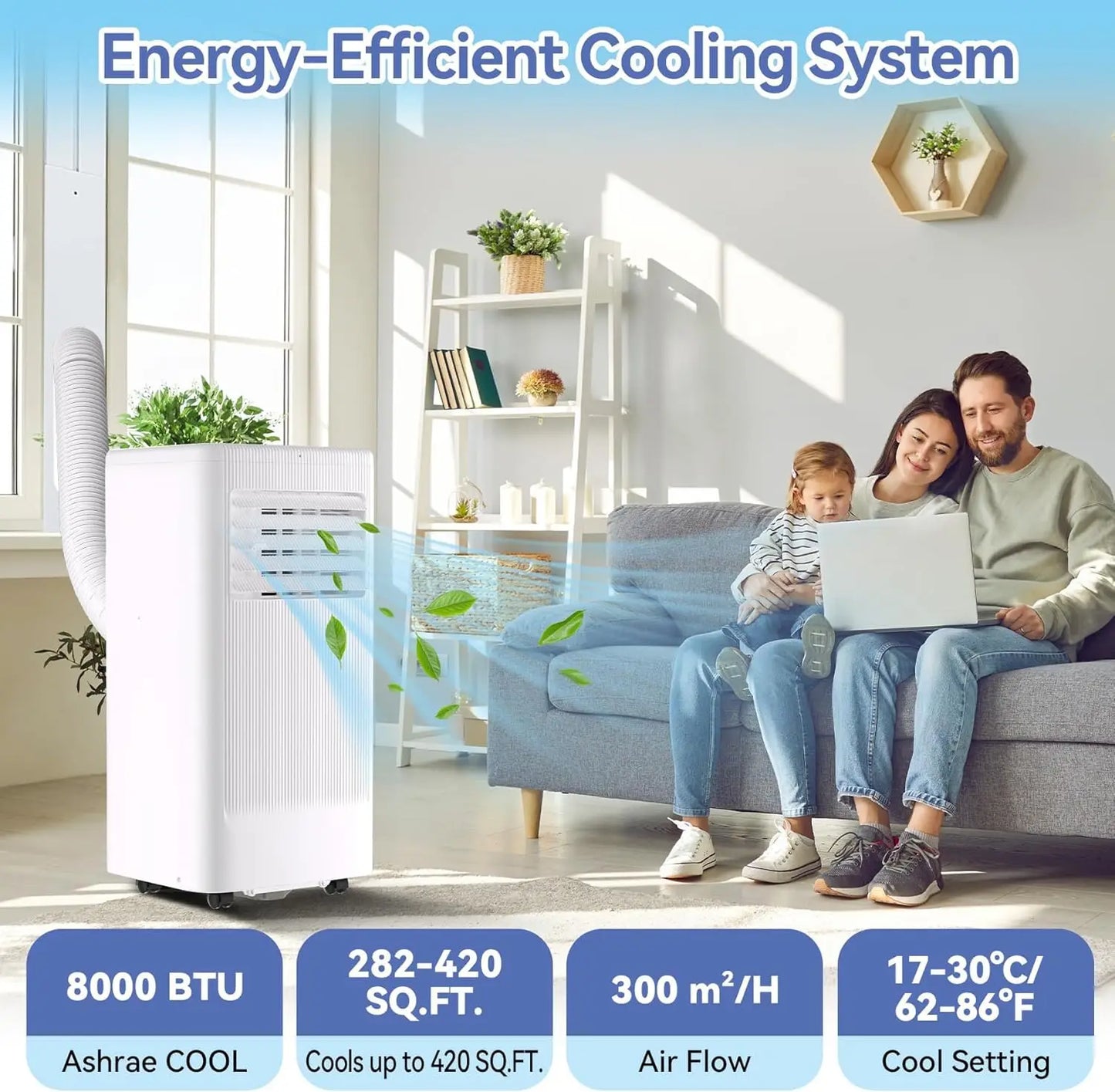 Portable Air Conditioner, 10000 BTU Standing Cooling Remote AC Unit Sets with Dehumidifier Fan Functions, Cools Up to 560 Sq. Ft