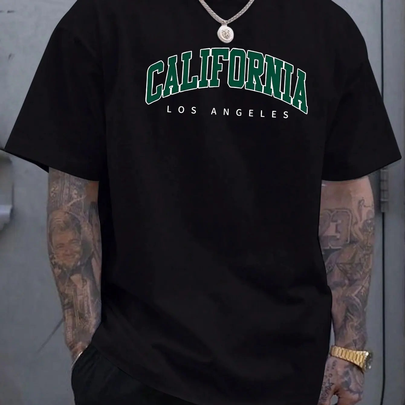 Summer Men's 100% Cotton Casual Sports Loose Large california letter Printed