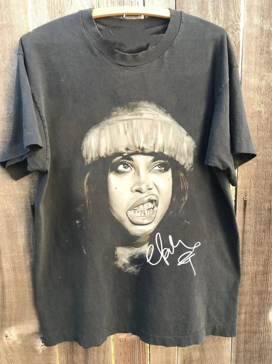 Vtg Erykah Badu Signature Cotton Black Shirt For Men Women Men Women T-Shirt Short Sleeve Summer Crew Neck Cotton Tee