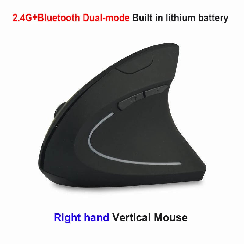 Left Right Hand Mouse Vertical Ergonomic Wireless with Bluetooth Double Mode Mouse Computer PC Mice Rechargeable Gaming Mouse