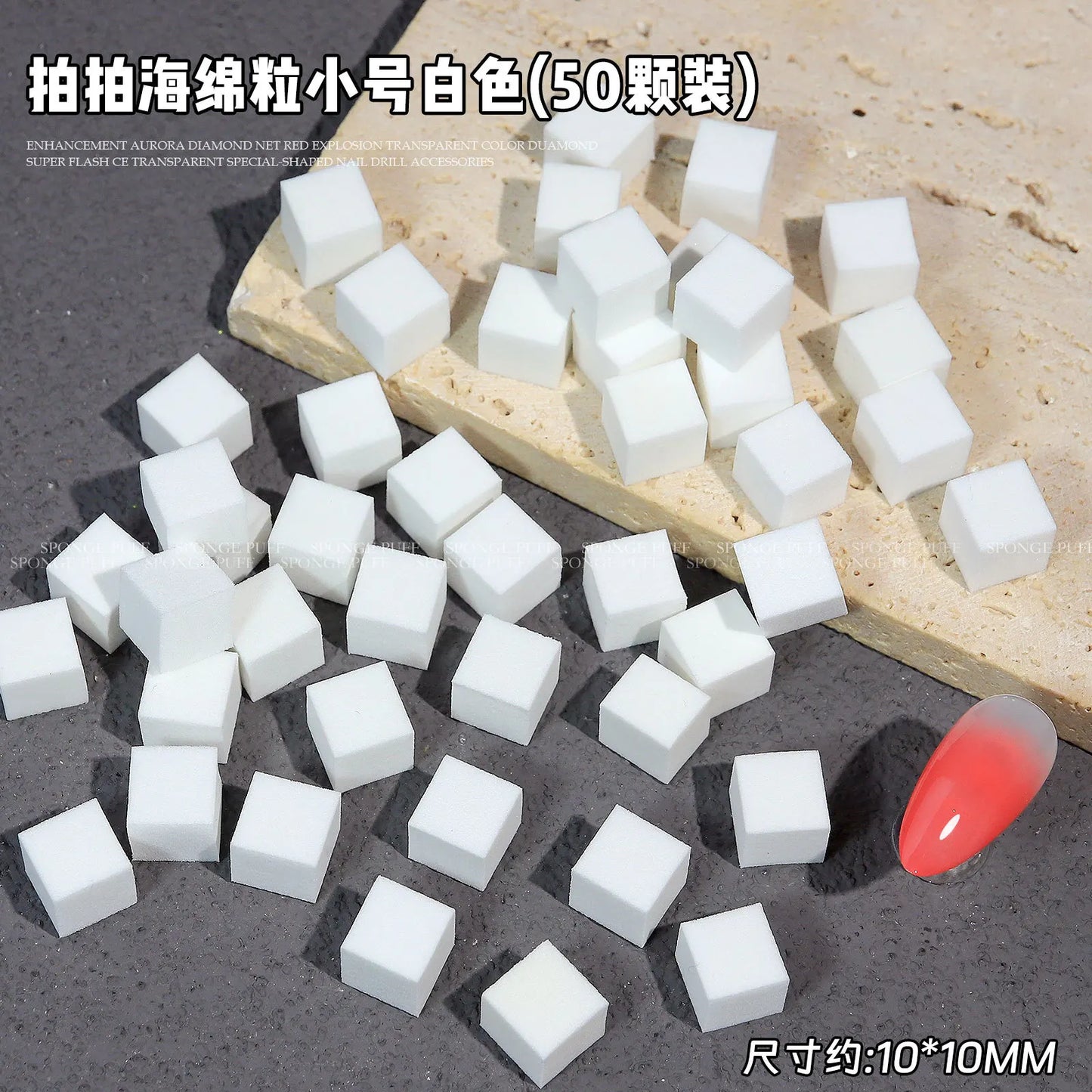 50Pcs Square Nail Art Sponges + Grab Pen Set Gradient Nail Brushes Gel Polish Design Nail Sponge Grab Pen Manicure Supplies