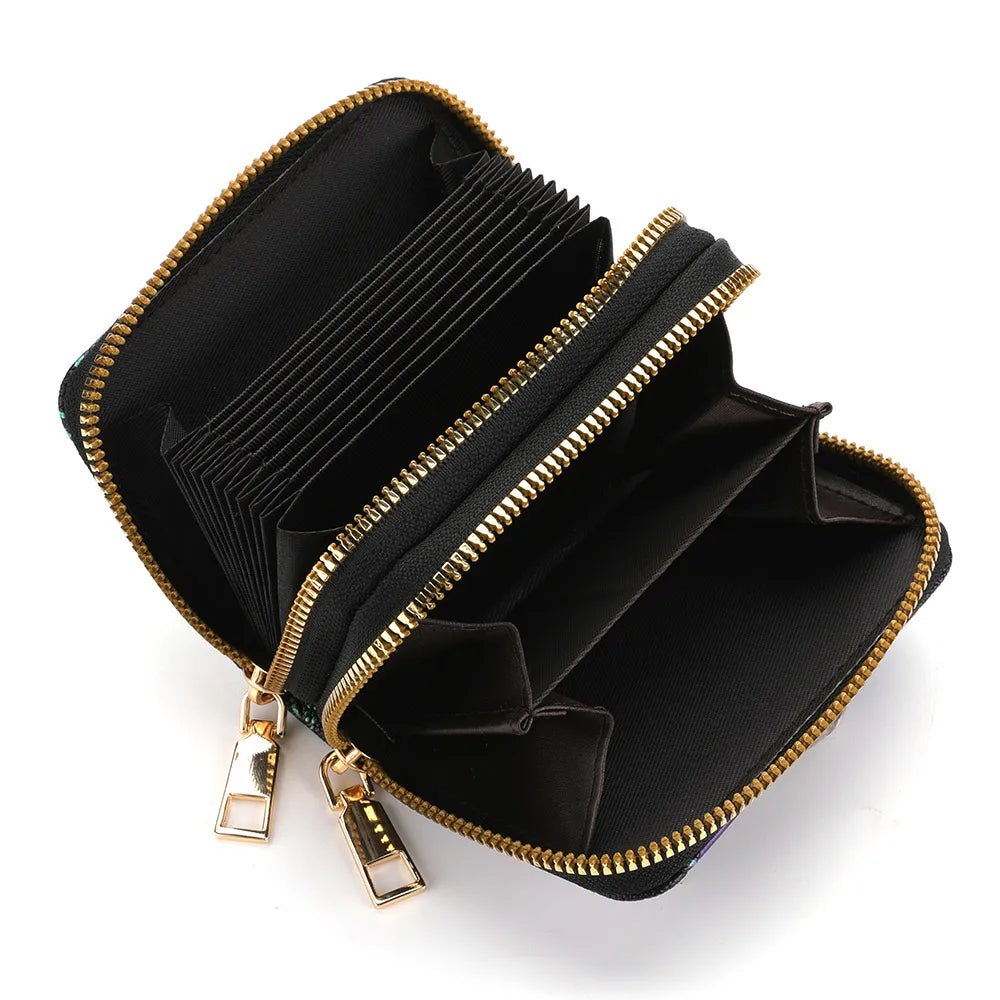 Women's Credit Card Wallet Large Capacity Multi-Card Slot Coin Wallet Double Zipper Credit Card Holder For Women