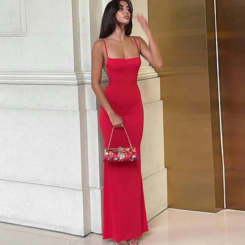 Ladies  Summer Elegant Evening Party Dress Women Sleeveless Backless Maxi Dresses Birthday Night Clubwear Fashion Female Outfits