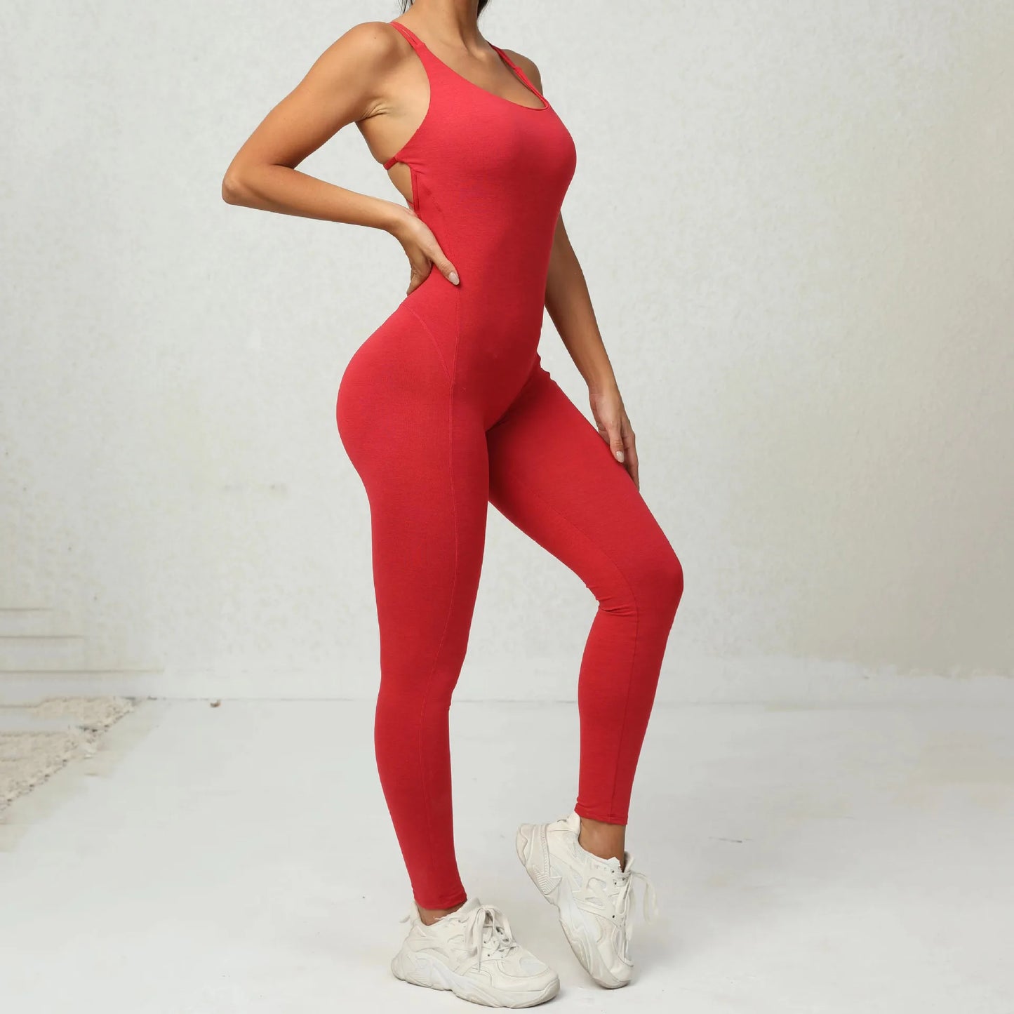 Sexy Backless Bodycon Scrunch Jumpsuit Raises Butt Women Dance Fitness Overalls for Women Sleeveless Yoga Sport Jump Suit Black