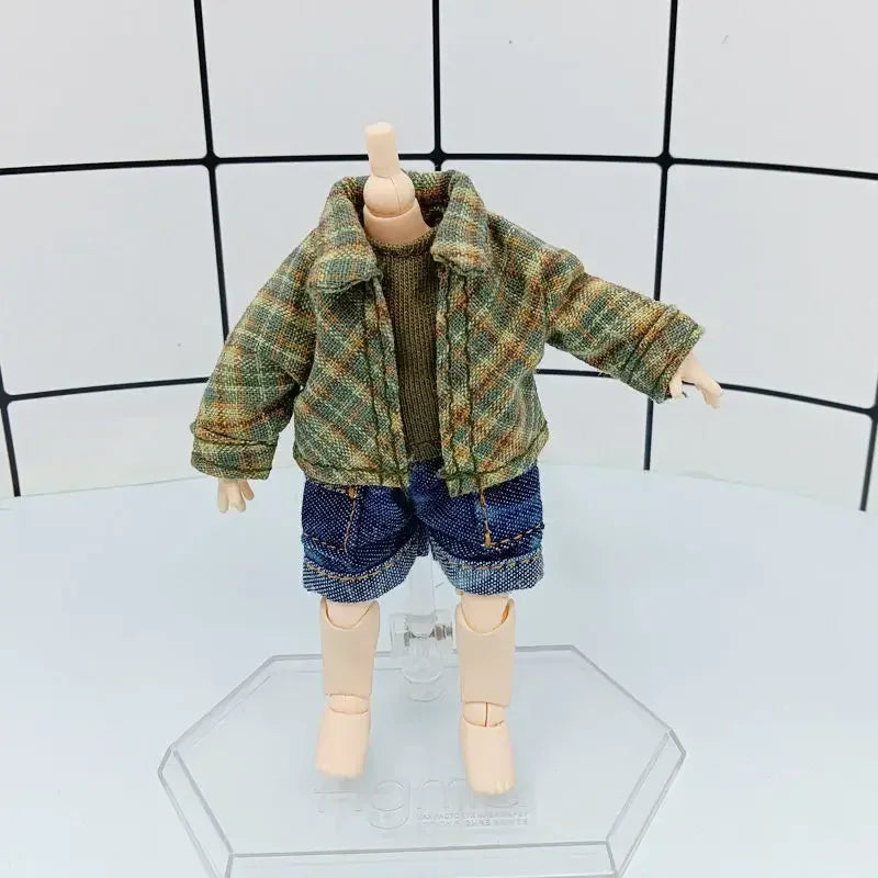 Baby clothes OB11 baby clothes BJD plaid shirt 1/12 dllo clothes doll accessories
