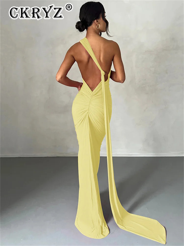 Ladies Summer Elegant Evening Party Dress For Women Sleeveless Backless Halter Sexy Long Dresses Woman Clothes Birthday Clubwear