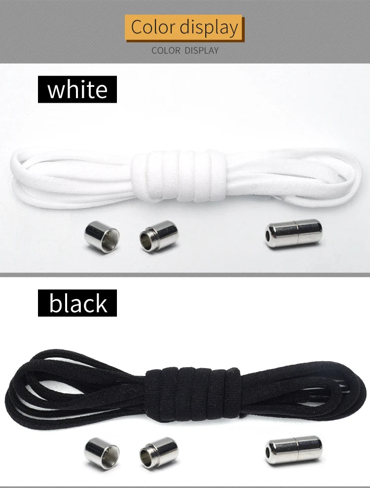 New Version Elastic No Tie Shoelaces Metal Lock Shoe Laces For Kids Adult Sneakers Quick Shoelaces Semicircle Shoestrings