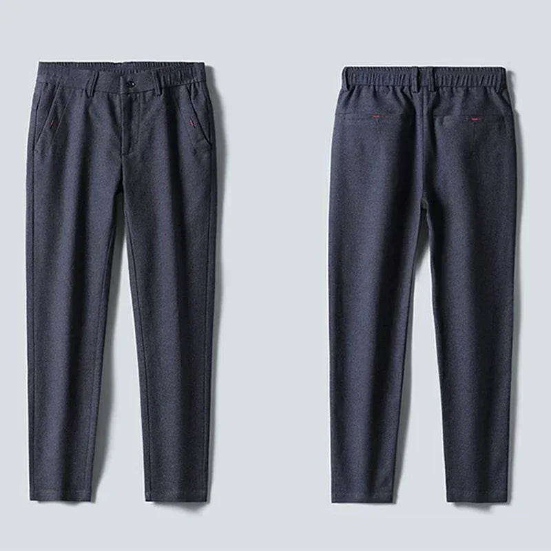 New Men Classics Business Pants Male Cotton Stretch Ankle Length Pants Slacks Skinny Straight Leg Trousers