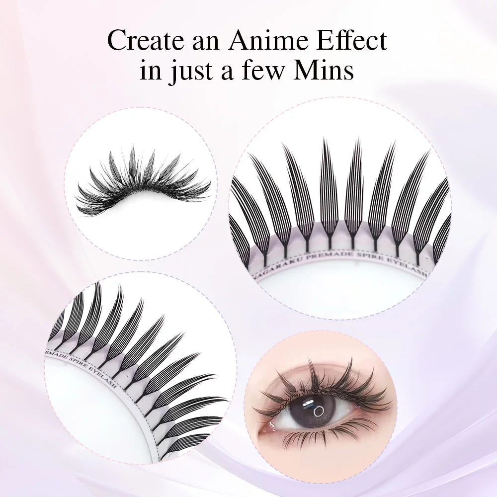 NAGARAKU Premade Spire Fairy Wings Eyelash Anime Effect Soft Plume Fluttering Eyelash Extensions Comic