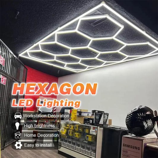 Honeycomb Led Lights Garage Light Ceiling Lighting AC85-265V Garage LED Tube Lights Hexagon For Auto Car Body Repair Workshop