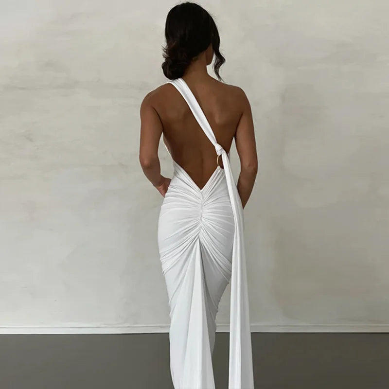 Ladies Summer Elegant Evening Party Dress For Women Sleeveless Backless Halter Sexy Long Dresses Woman Clothes Birthday Clubwear