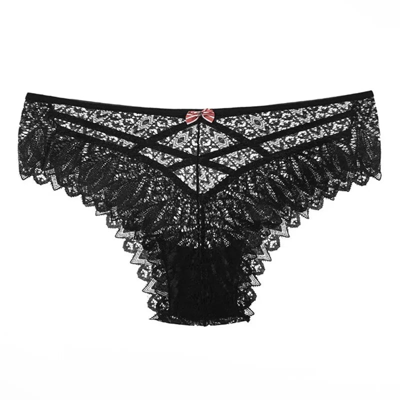 Sexy Cross-laced Lace Women's Panties With Perforated Bows, Casual, Sporty and Comfortable Women's Briefs, Underwear.