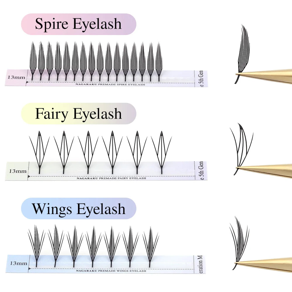 NAGARAKU Premade Spire Fairy Wings Eyelash Anime Effect Soft Plume Fluttering Eyelash Extensions Comic