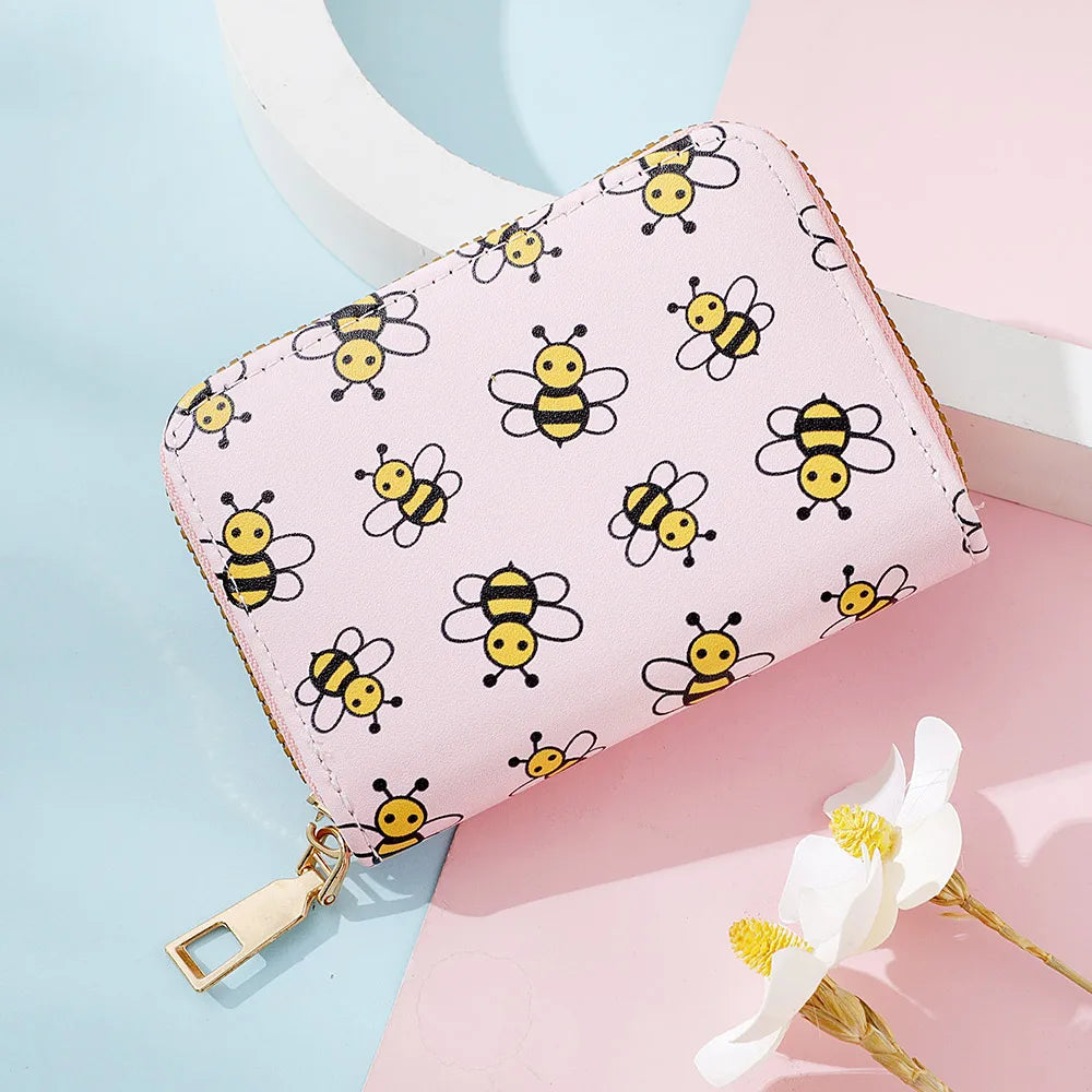 Multi Card Slot Holder Exquisite Small Girl Fashion Zipper Coin Identity Credit Card Holder PU Leather Women's Coin Purse
