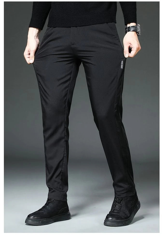 Men Slight Strech Breathable Casual Pants Male Korean Style Quick Drying Slacks Pants Chic Comfortable Formal Trousers