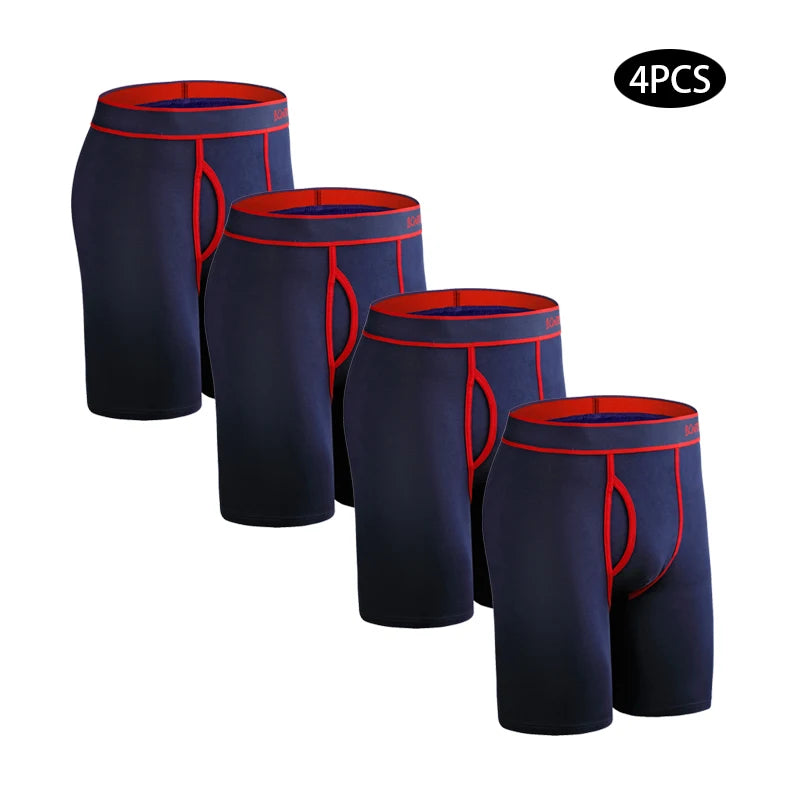 4pcs Long Men's Panties Open front Boxer for men Underwear Trunk Cotton long leg Underpants male boxershorts High Quality Shorts