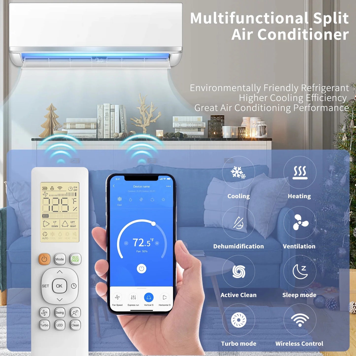 EU Standards Home Use 9000 12000 18000 24000 BTU Wall Mounted OEM 220v Mini Split Inverter Air Conditioner
