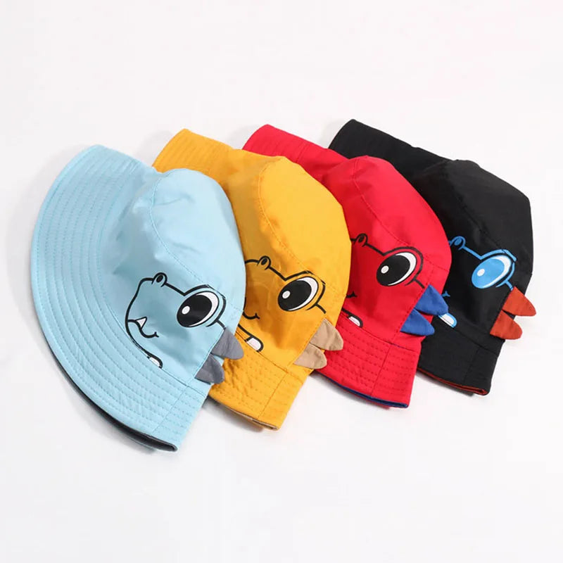 Cartoon Dinosaur Bucket Hat For Baby Sunshade Fisherman Hats 1-3Year Girl Boy Kids Sun Protection Basin Cap Cute Children Visors
