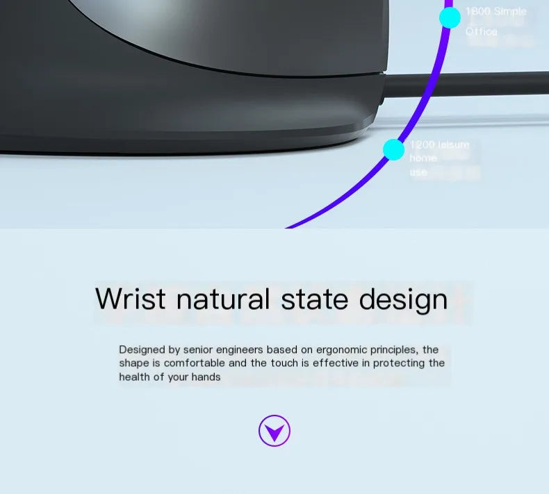 Wired Vertical Mouse Low Noise Button Ergonomics Design 3600 DPI Adjustable With Finger Support Mause Office Use Or Play Game