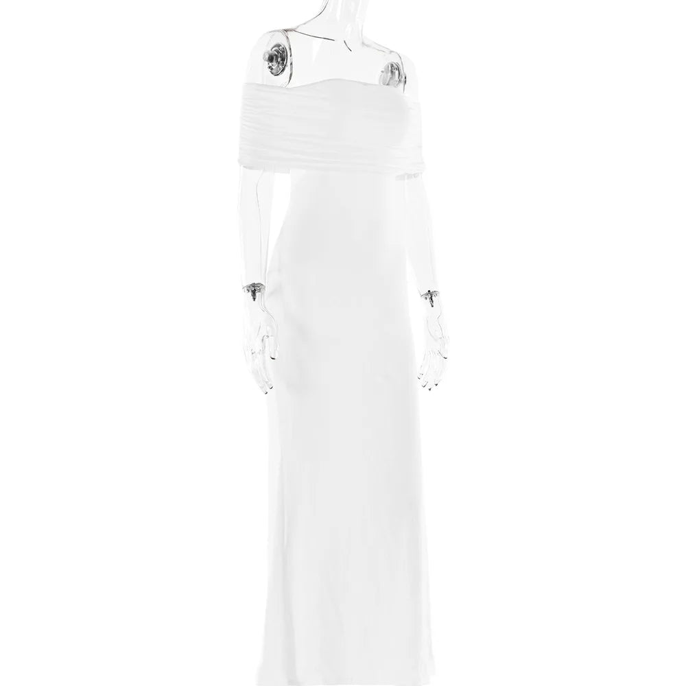 Ladies Summer Off Shoulder Fashion Evening Party Dresses For Women Strapless Backless Ruched Maxi Dress Birthday Clubwear Outfit