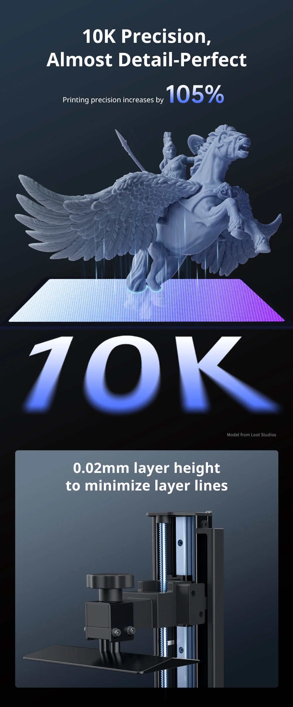 ANYCUBIC Photon Mono 4 Ultra V2 LCD 3D Printer 7" 10K UV Resin Printers High Speed 3D Printing Build Volume Size 153.4x87x165mm