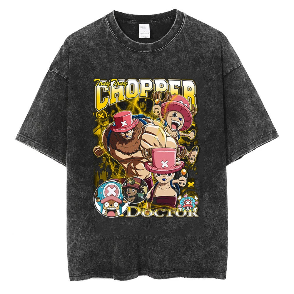 Men Streetwear Tshirt Hip Hop Oversized One Piece Graphic Print Retro T-Shirt Harajuku Summer Short Sleeve T Shirt Cotton Tops
