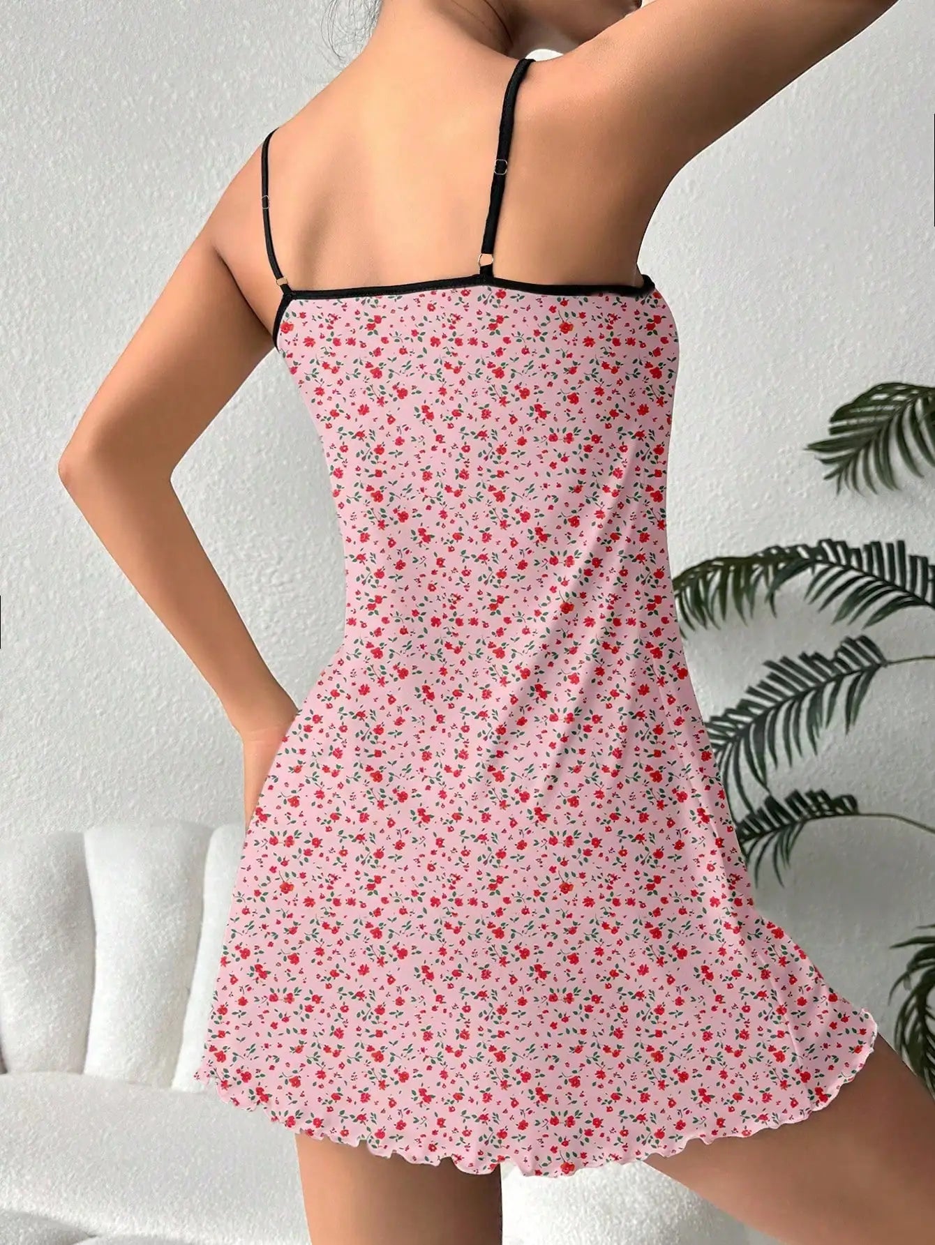 1pcs Women Maternity Floral Crew Neck Suspender Nightdress,Comfortable Home Wear Suitable For Summer