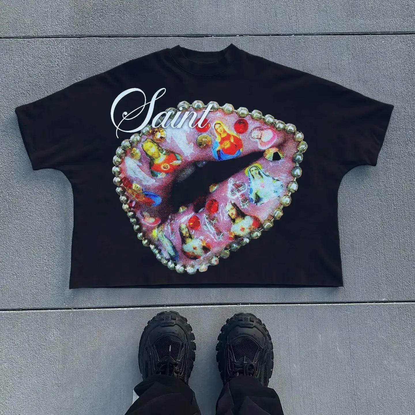 Y2K vintage men t shirts gothic print pattern Streetwear oversized t shirt Hip Hop men women Harajuku Punk Cotton Loose t shirt