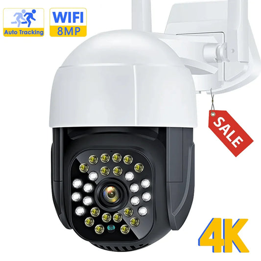 4K IP Camera WiFi 8MP Outdoor Speed Dome Auto Tracking PTZ Cam H.265 1080P Wireless Security Webcam Video Surveillance P2P iCsee