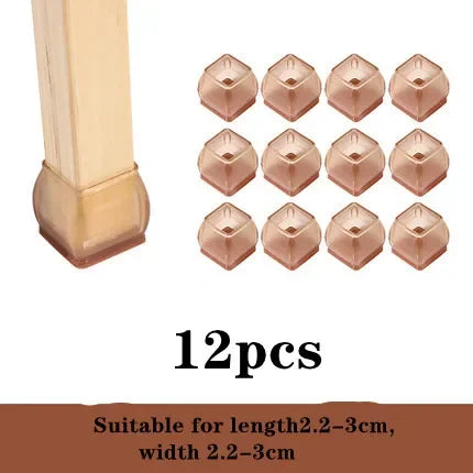 New 12Pcs Silicone Table Chair Leg Mat round square furniture Leg Caps Foot Protection Bottom Cover Pads Wood Floor Protector