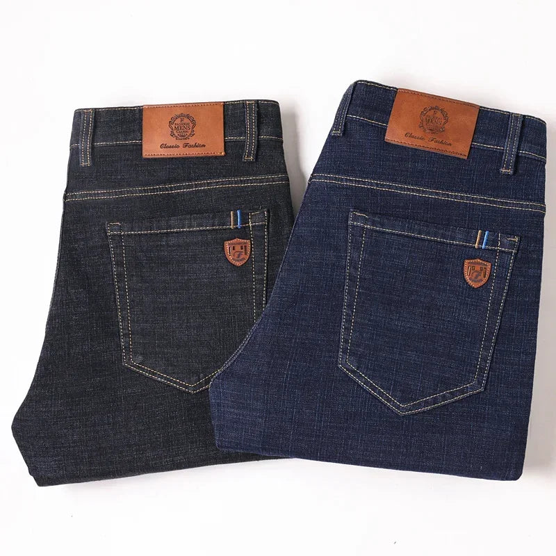 Fashion Men Jeans Stretch Straight Leg Casual Slim Fit Denim Pants Male Brand Luxury Design Business Classic Trousers Large Size
