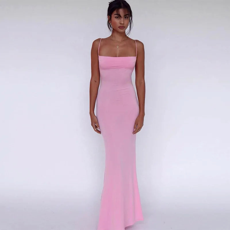 Ladies  Summer Elegant Evening Party Dress Women Sleeveless Backless Maxi Dresses Birthday Night Clubwear Fashion Female Outfits