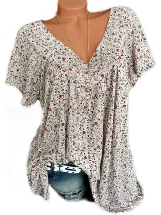 Summer Loose Sleeveless Long Tank T-Shirt V-Neck Home Sleepwear Ladies Tops Floral Print Fashion Women Sexy Casual Vest Tees