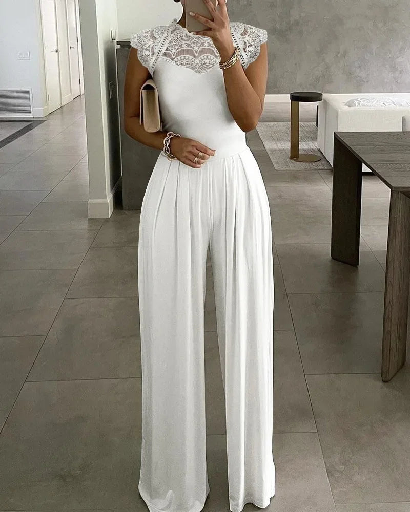 Sexy Lace Sleeveless Women's Overall Jumpsuit Romper Party Prom High Waist Streetwear Rompers Regular Fit Jumpsuits for Woman