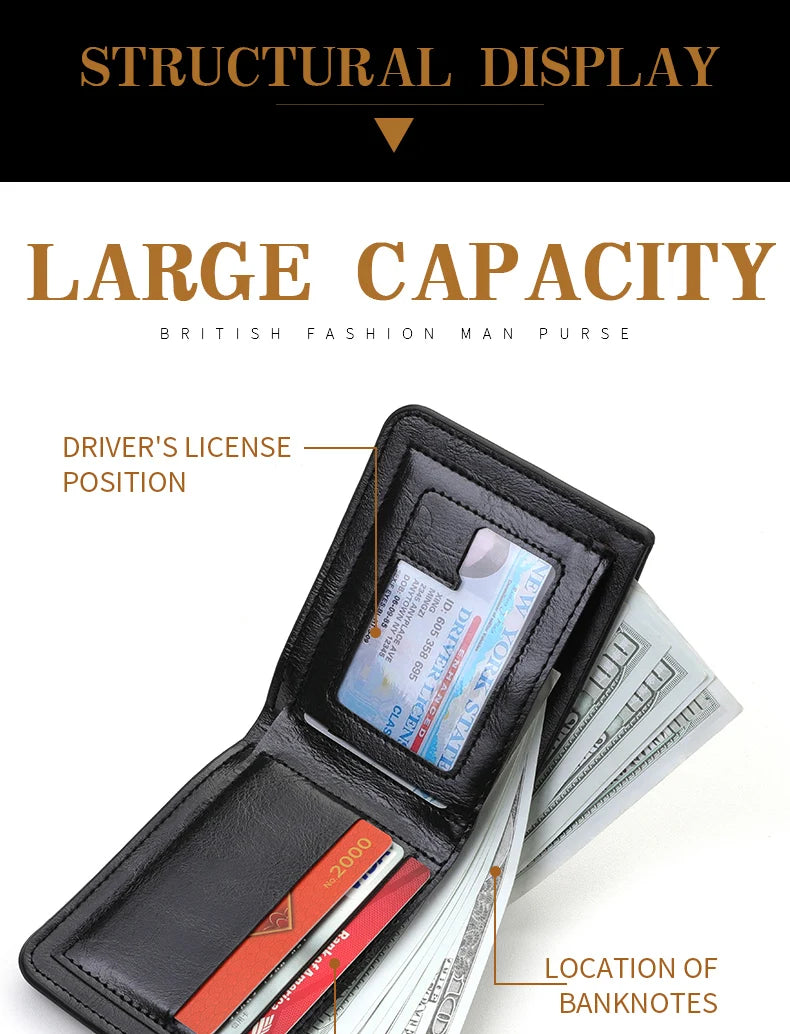 Men's Wallet PU Leather Premium Sense Multi card Slot Business Slim Credit Card ID Card Holder Wallet