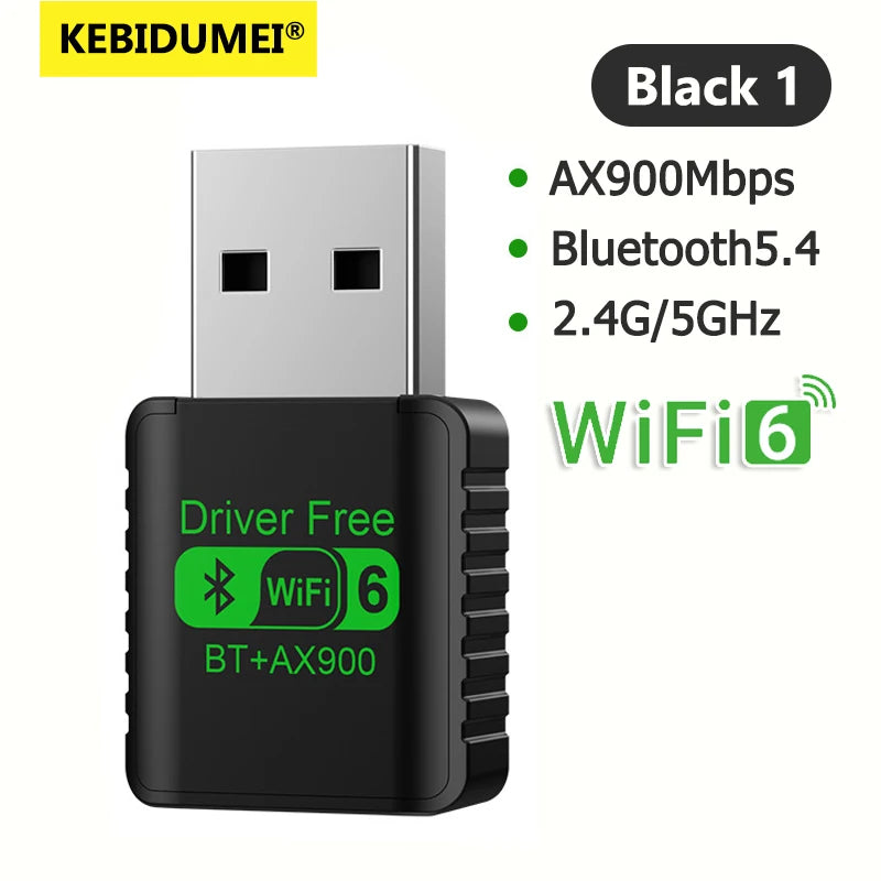 WiFi 6 AX900 Bluetooth 5.4 WiFi USB Adapter Wireless Network Card 2.4G&5GHz Wlan Receiver Signal Receiver For PC/Laptop Win10/11