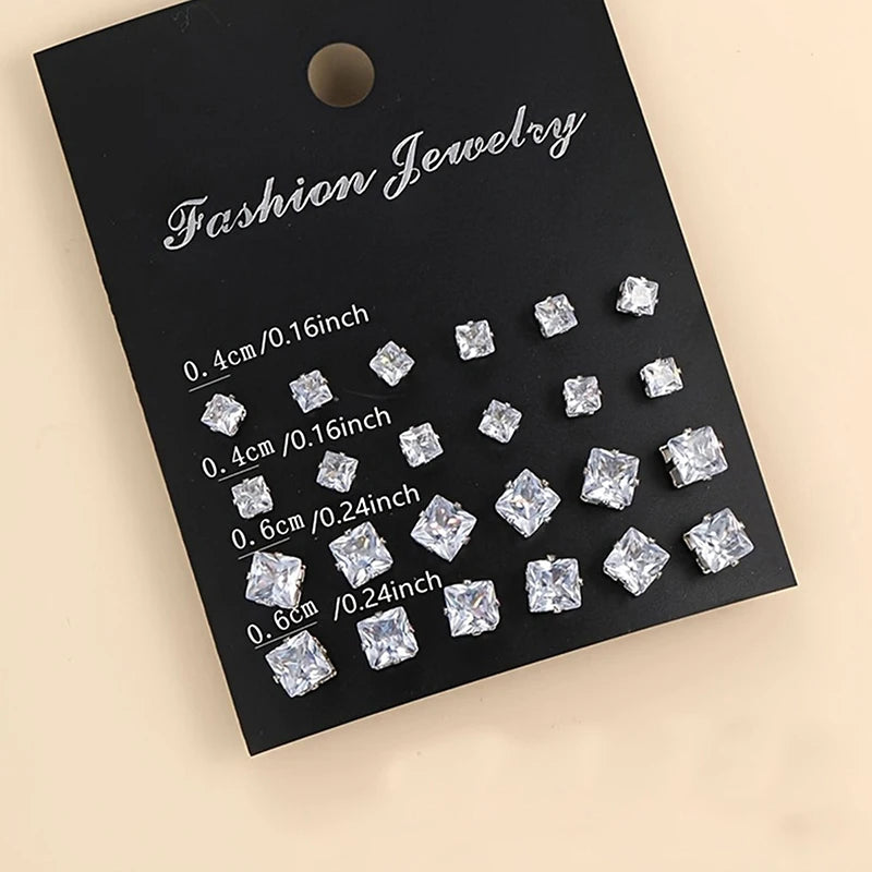1Set   For Women Men Jewelry Accessories Gifts Fashion Luxury Rhinestone Stud Earrings Set Shiny Simple Wedding Stud Earrings