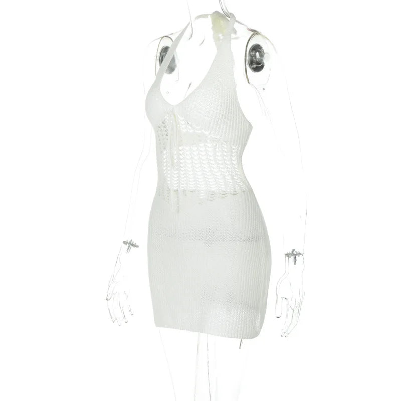 Ladies Summer Vacation Dress Women Sleeveless Backless Lace Up Halter Dresses Birthday Party Club Streetwear Woman Clothes 2025