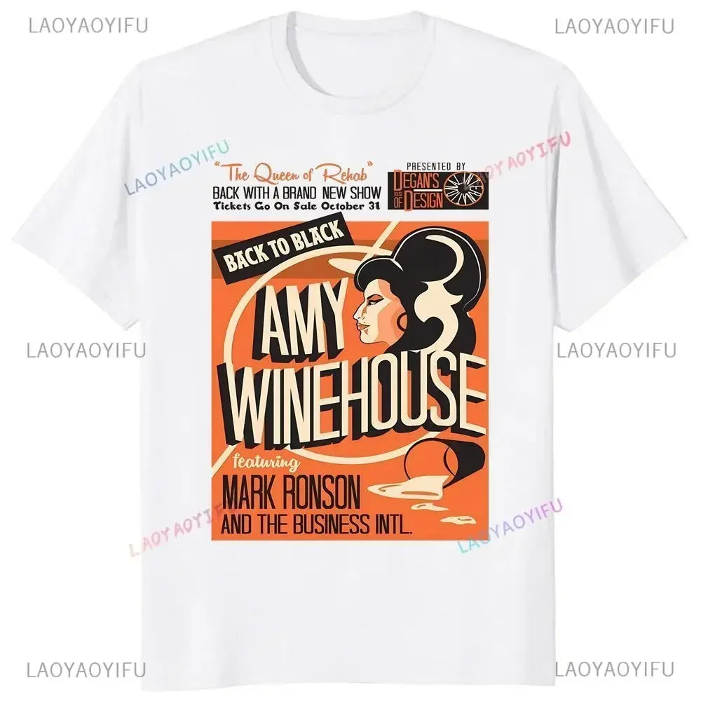 Graphic Print Amy Jade Winehouse Singer British Jazz Legend Summer Trend Harajuku Short Sleeve Unisex Graphic Oversized T-shirt