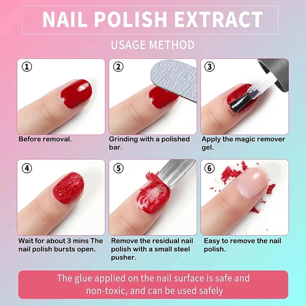 15ML Magic Nail Gel Polish Remover UV Gel Polish Fast Remove Semi Permanent Varnish Soak-Off Polish Cleamer Glue Nails Art Tools