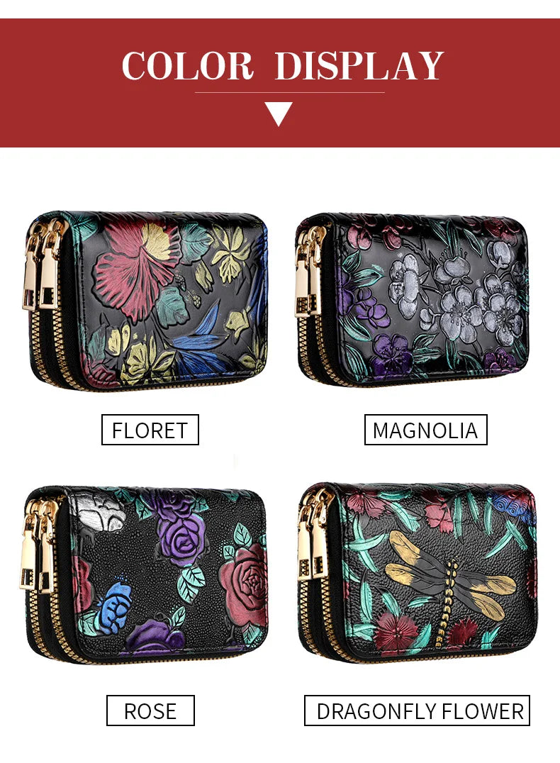 Women's Credit Card Wallet Large Capacity Multi-Card Slot Coin Wallet Double Zipper Credit Card Holder For Women