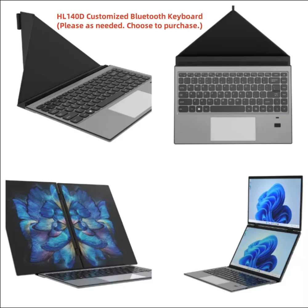 Dual Screen Laptop Intel N95 N100 Processor 14“+14” touch Gaming Laptop DDR4 32GB 1TB 2TB SSD Notebook Computer