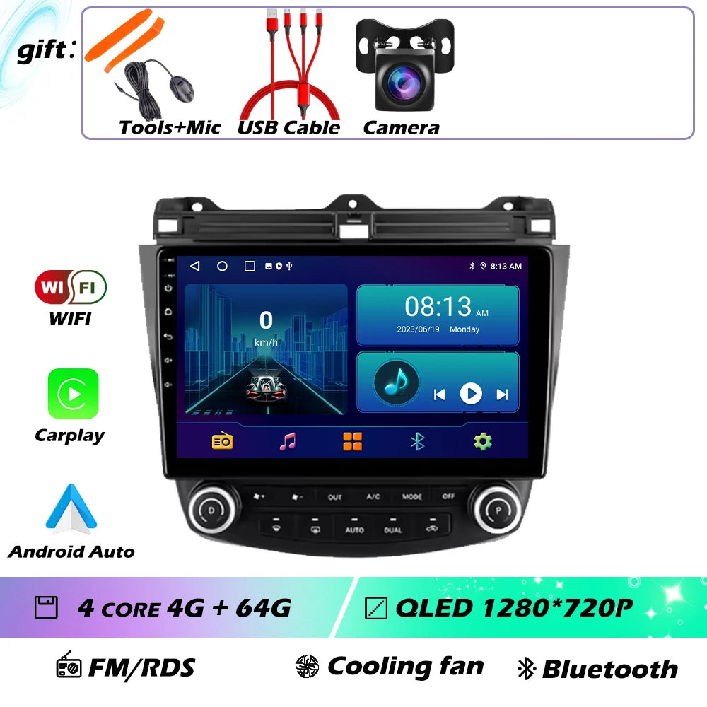 Android OS For Honda Accord 7 CM UC CL 2004 - 2007 Car Radio Navigation 4G WIFI BT No 2 Din DVD GPS CPU Multimedia Player