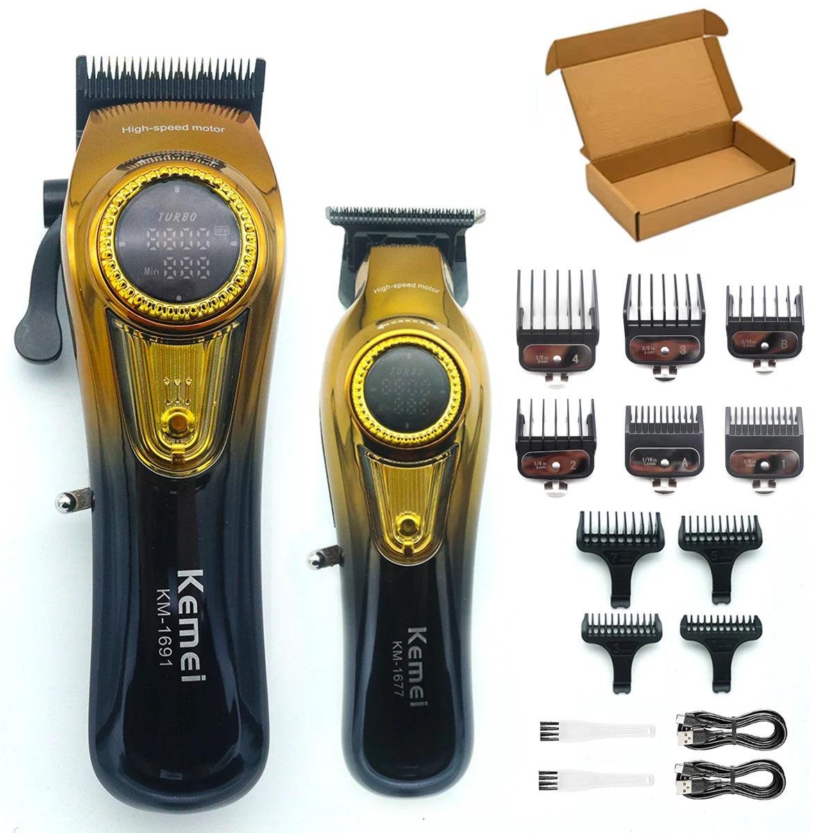 9000RPM 10W Kemei KM-1691 Professional Hair Clipper for Men LED Display Rotation Adjustment Hair Cutting Machine Hair Trimmer